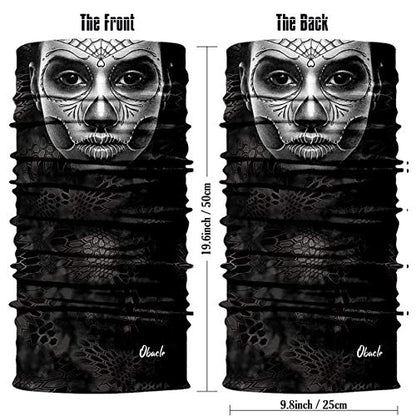 Obacle Skull Face Mask for Women Dust Wind Sun Protection Rave Festival Riding - color: Gray Net Face Black Nose
