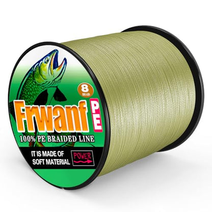 Braided Fishing Line 8 Strands of Super Strong PE Fishing line Extreme Power Fishing Braided line is Used for Saltwater and Freshwater Fishing - color: Army Green, size: 6LB 0.10MM-547Yds
