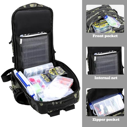 Fishing Tackle Backpack, Portable Fishing Tackle Storage Bag, Multifuction Large-Capacity Sling Bag, Fishing Gear Bags, (Dark Night Camouflage) - color: A-Dark Night Camouflage