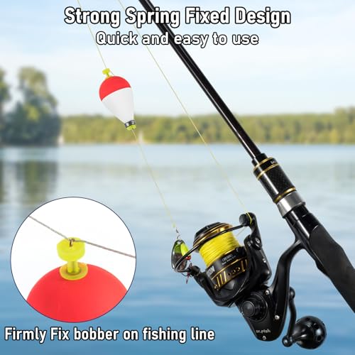 Dr.Fish 5 Pack Weighted Fishing Bobbers Snap-on Spring Bobbers Push Button Floats EVA Foam Pear Shape Bass Freshwater Fishing for Crappie Panfish Bluegill Trout - color: Red, size: 1.6"(1/4oz)