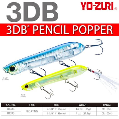 Yo-Zuri 3DB Pencil Popper, Floating, - color: Ghost Pearl Shad, size: 4-3/8"