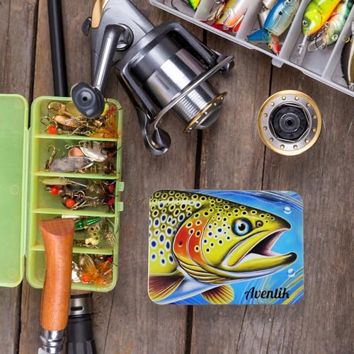 Aventik Metal Tin Portable Box Fly Fishing Tools Kit Includes a Fishing Knot Tool and Line Clipper Zinger Retractor Hook Remover Forceps - color: Tin Box+Dry fly patch+Zinger