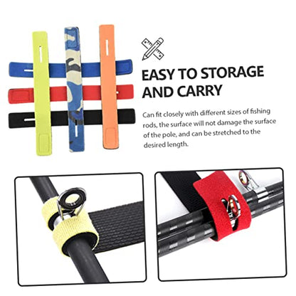 BESPORTBLE 6Pcs Fishing Rod Straps Fishing Pole Wraps for Organizing Rods for Badminton Golf Clubs More Durable Elastic Bands Camo