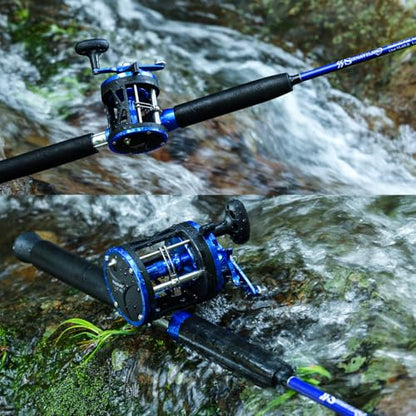 Sougayilang Fishing Rod Combo, 2-Piece Trolling Fishing Reel Combo with 3.8:1 Gear Ratio & 3+1 Bearings, Aluminum Reel Seat for Saltwater/Big Game Fish - color: LDT30-Left Handed