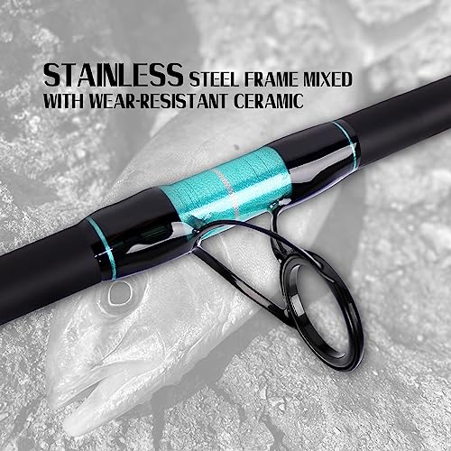 Fiblink Surf Fishing Rod Portable Travel Surf Spinning Rod 2 Piece/3 Piece/4 Piece Carbon Fiber Saltwater Fishing Rod 9'/10'/12'/13'/15' - style: 12'-spinning-2pc
