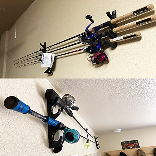 Pmsanzay Horizontal Rod Rack for Fishing Rod Wall Rack Storage Fishing Rod Holder - Hold 4 Fishing Rods - Space Saving - Easy to Install - Hardware Included - No Fishing Rod