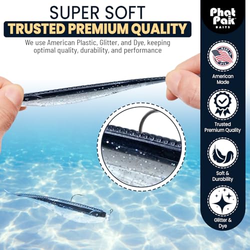 Phat Pak Baits - Micro Drunkin Shad Tiny Fluke Style LiveScope FFS Soft Jerkbait 2.5" 30ct Soft Plastic BFS Bass Fishing Lure - color: Pro Blue Pearl