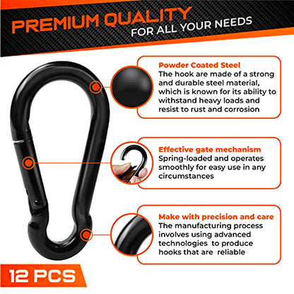 PAMAZY 12Pcs 2In Spring Snap Hooks, Utility Hook Clip, Heavy Duty Rope Connector, Quick Link Snap Hooks for Indoor and Outdoor, Hanging, Camping, Fishing (12Pcs 2In) - size: 12Pcs 2In