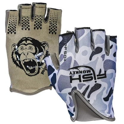 Fish Monkey Stubby Guide Glove - color: Blue Water Camo, size: X-Large