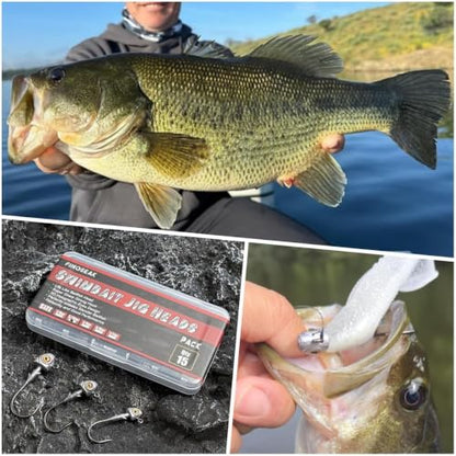 3D Eyes Bass Jig Heads for Fishing, 15Pcs Finesse Swimbait Jig Head with Cone Bait Keeper Lifelike Minnow Style Jigheads Saltwater&Freshwater 1/8 3/16 1/4 3/8 1/2oz - size: Size Assorted, 15Pcs