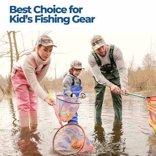 DaddyGoFish Kids Fishing Net - Extendable Telescopic Landing Net for Boy Girl Children Catching Small Fish Crab Shrimp Minnow Dragonfly Beach Pier Lake River Ocean - color: Style 3 (2 Pack, Blue + Green)