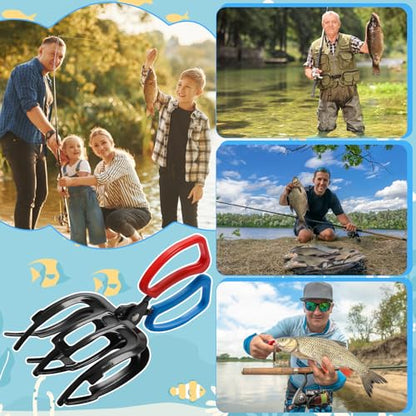 2 Pack Fish Gripper, Non-Slip 3 Claw Metal Fishing Pliers Gripper for Fish Control Clamp, Colorful Fishing Claw Grabber Holder