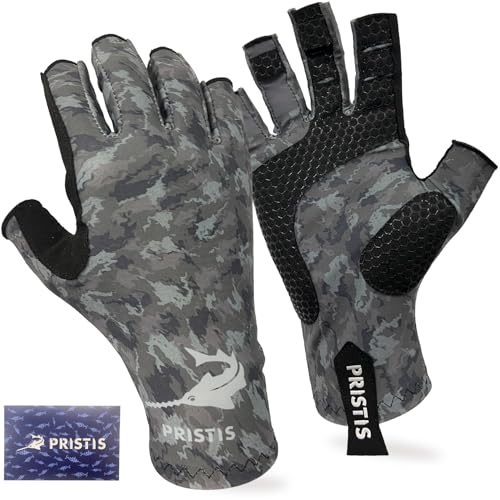 Pristis Half-Finger Fishing Gloves, UPF 50+ Breathable Quick Drying Fingerless Sun Gloves for Women Men, Fly Fishing Hunting Paddling Sailing Kayaking Hiking Canoeing Cycling - color: Wasteland CAMO, size: S - M
