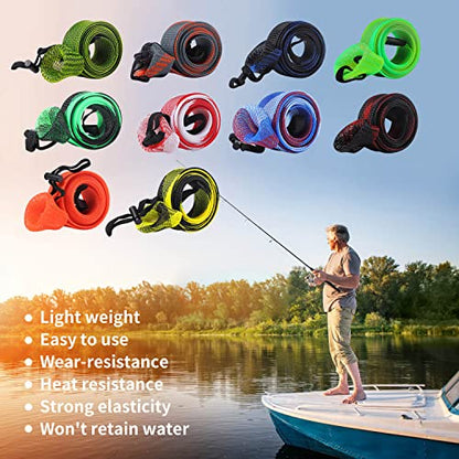 NATRUTH Rod Sock Fishing(10pcs)，Rod Sleeve Rod Covers 67inches/74.8inches Braided Mesh with Lanyard Rod Protector Pole Gloves Fishing Tools. Flat or Pointed End/Spinning for Casting Sea Fishing Rod