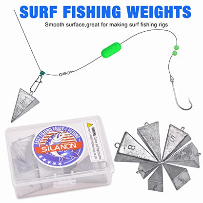 Pyramid Sinkers Fishing Weights Sinkers Saltwater Surf Fishing Weights Pyramid Weights Ocean Saltwater Fishing Gear Tackle 1oz 2oz 3oz 4oz 5oz 6oz 8oz - style: 10pcs Mixed Kit