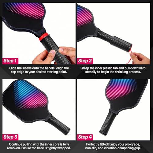 2-Pack Cold Shrink Grip Sleeve for Baseball Bat, 8.7"-10.6" Expansion Non-Slip Long Overgrip, Vibration Dampening Handle Cover for Baseball, Softball, Hockey Sticks, Fishing Rods & Tools - color: Black