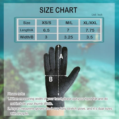 3mm Ultra Stretch Neoprene Water Gloves – Five Finger Winter Gloves for Scuba Diving, Snorkeling, Surfing, Kayaking, Canoeing, and Spearfishing - size: X-Small-Small