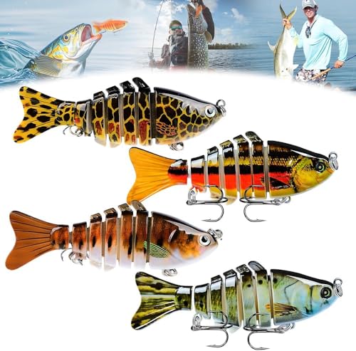 2026 Upgrade 3D Swimming Bait for Freshwater & Saltwater, Fishing Gear Attracts Fishing Lures Walleye Trout Bass, Fishing Lures for Beginners,Robotic Fishing Lure, Amateurs and Professionals - color: 4-pack