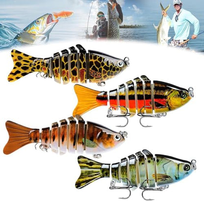 2026 Upgrade 3D Swimming Bait for Freshwater & Saltwater, Fishing Gear Attracts Fishing Lures Walleye Trout Bass, Fishing Lures for Beginners,Robotic Fishing Lure, Amateurs and Professionals - color: 4-pack