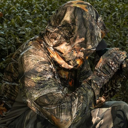 Palmyth Hunting Hoodie with Mask for Men Sun Protection Camo Fishing Shirts | UPF 50+, Mask Neck Gaiter, Quick Dry, 2 Zipper Pockets, Side Mesh Vent, Thumb Loops, Moisture Wicking, Stretchy, Breathable - color: Misty Thicket, size: XX-Large