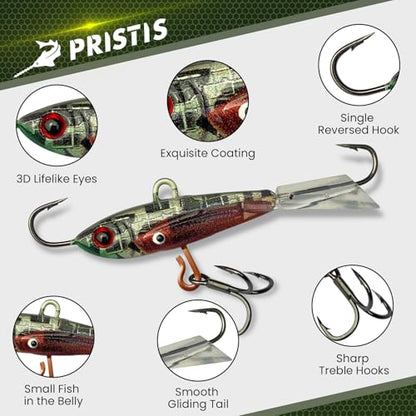 Pristis Jig Head Fishing Lures for Freshwater Saltwater, Weedless Swim Jig Teasers with Sharp Hooks & Exquisite Coating, Pre-Rigged Vibrating Swimbaits Kit Gear for Bass Crappie Walleye Trout Pike - color: 5 pcs Ice Fishing Jigs
