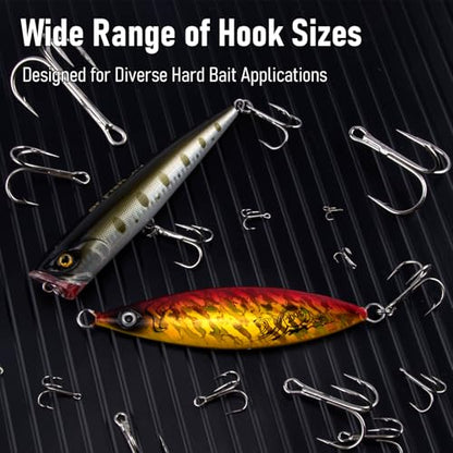 Dr.Fish 30 Pack Round Bend Treble Hooks #16-#8/0, Triple Fishing Hooks Saltwater&Freshwater, Replacement Hardbait Crankbait Spinner Catfish Walleye Trout Salmon Bass Fishing - color: Silver, size: #1-30 Pack