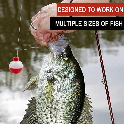 SILANON Fishing Bobbers Set Hard ABS Fishing Floats Bulk Snap on Round Bobbers for Fishing Push Button Fishing Bobbers Floats Assortment Red and White Buoy Floats 0.5-2.5inch - size: 1.25inch-25pcs
