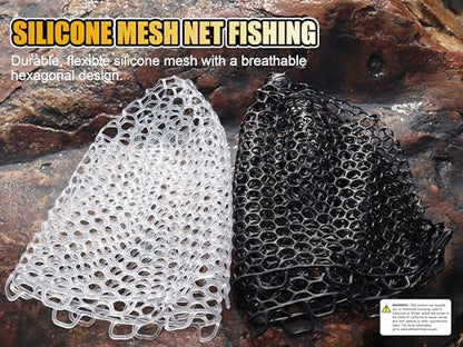 Fishing Landing Net Trout Net Replacement Netting with Rubber Mesh for Fish Fly and Fishing Landing - color: White Rubber Fishing Net, size: Dia 50cm*Dep 26cm(Cir 150cm)
