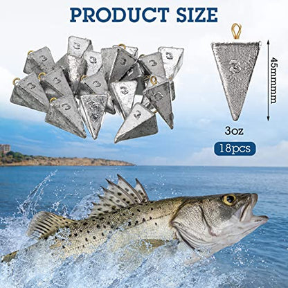 Shimeyao 18 Pieces Pyramid Sinkers Fishing Weights Triangle Fishing Sinkers Rig Pyramid Sinker for Ocean Saltwater Surf Bass Casting Gear Tackle - size: 3 oz