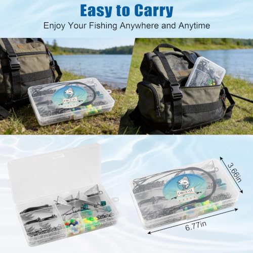 Saltwater Surf Fishing Tackle Kit, 124pcs Saltwater Fishing Gear Fish Finder Rig Pompano Rigs Pyramid Weights Sinker Slider Fishing Hooks Swivels Snaps Various Accessories