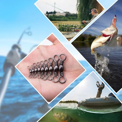 Fishing Barrel Swivels - 50Pcs/100pcs Solid Ring Rolling Swivel Connector High Strength Fishing Terminal Tackle for Saltwater Sea Fishing - size: 1/0#