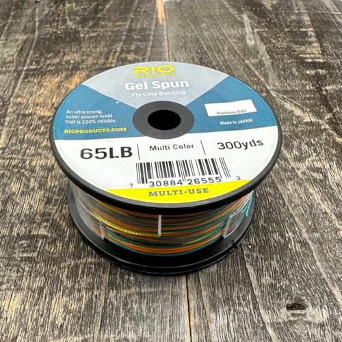 RIO Products Fly Line Backing - Multi Color Gel Spun - Smooth Braid for Fly Reels - 65LB Strength and 30LB Diameter - 100YD, 200YD, 300YD