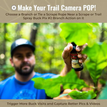 Buck Fever Buck Pix 2,3,4-Piece kit - Synthetic Deer Scent (4 oz Branch Action & 4 oz Dirt Fusion) for Whitetail & Mule - Non-Spoiling Deer Attractant for Outdoor Trail Camera - size: 4 oz (Branch Action)