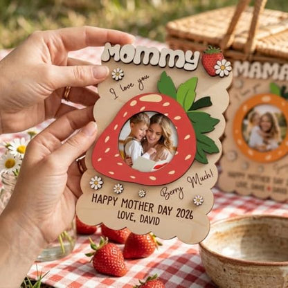 Personalized Mom Wooden Magnets Frame with Picture, Custom Gifts for Mother's Day from Daughter Son, Custom Fridge Magnet Photo Frame with Names and Quote, Gifts Ideas for Parents Day, Mom, Grandma - color: 0. Mom-07