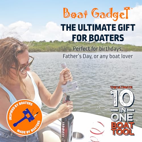 Boat Gadget 10-in-1 Boat Tool - Must-Have Boat Accessory with Gas Cap Key, Fishing Line Cutter, Bottle Opener, Whistle & More - Smart Addition to Any Boat Tool Kit for Fishing, Boating & Fun