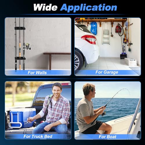 2X Magnetic Fishing Rod Holder, Magnetic Fishing Pole Storage Rack for Car Boat Truck Pickup Bed Wall Garage Door, W/ EVA Foam, Horizontally