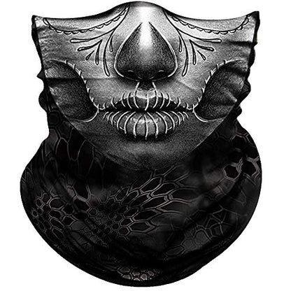 Obacle Skull Face Mask for Women Dust Wind Sun Protection Rave Festival Riding - color: Gray Net Face Black Nose