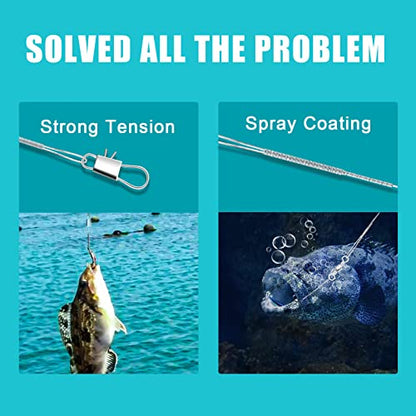 Fishing Leaders, Anti-bite Stainless Steel Wire Leaders Fishing Leaders Line with Swivels for Saltwater and Freshwater - color: silver