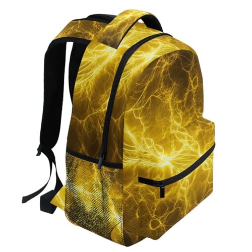 Pfrewn Kids Backpack for Boys Hot Yellow Lightning Electrical Backpacks Lightweight School Bag 17" - color: Cowgirl, size: 12x7.3x16.9in
