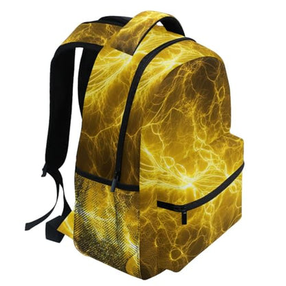 Pfrewn Kids Backpack for Boys Hot Yellow Lightning Electrical Backpacks Lightweight School Bag 17" - color: Cowgirl, size: 12x7.3x16.9in