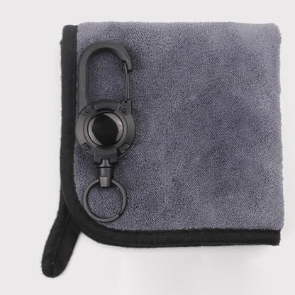 Double Side Gray Towel with Flexible Carabiner Quick Drying Towel for Anglers to Wipe Hands and Equipment