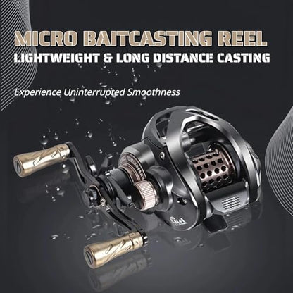 Baitcasting Fishing Reel – Lightweight Micro Baitcaster with Metal Spool, 7.2:1 High Speed Gear Ratio, Smooth Drag, Anti-Backlash Design for Lure & Ultralight Fishing