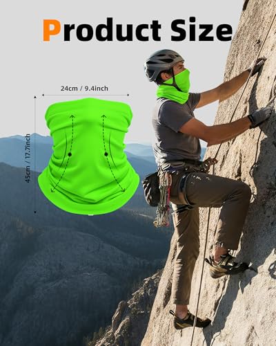 Xeoxarel Neck Gaiter, 7 Pack Cooling UV Protection, Bandana Face Mask Scarf for Men and Women - color: 3 Fluorescent, 2 Olive, 2 Dark Green