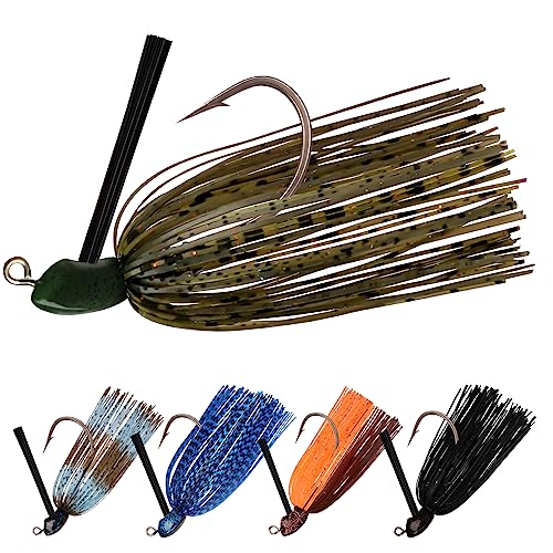 TRUSCEND Jigs Fishing Lures with Ultra Smooth Teflon Hook, Tour Grade Titanium Weed Guard Swim Jigs, Valuable Weedless Skirted Jig, Well-Made Lures for Crappie Bass Trout, Freshwater Fishing Gear - color: C2-1/2oz