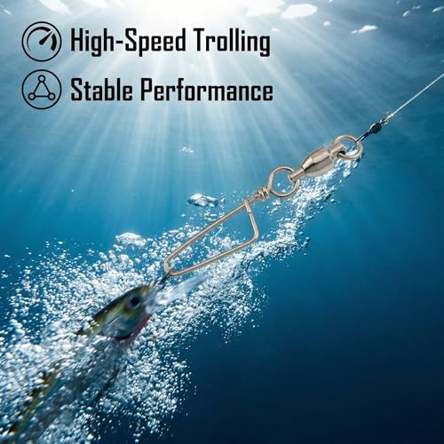 110pcs-9Sizes Ball Bearing Swivels with Coast Lock Snap Assortment for Bass Fishing Saltwater Inshore Trolling Quick Lure Change Leader Line Connector