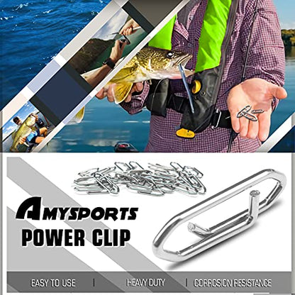 AMYSPORTS High Strength Fishing Snap Saltwater Stainless Connector Snaps Swivels Tackle Steel Power Fishing Clip Lure Quick Change White Nickel - size: Size3 (70lb) 50 pcs
