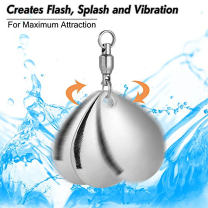 Alwonder 10 Pack Spinner Blades with Ball Bearing Swivels Tail Spinner Spinnerbait Lure Making Supplies Bass Lures Soft Lures - color: #3 Colorado Blades, Silver, 10pcs