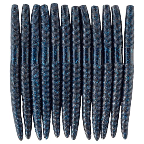 Senko Bait Soft Plastic Lures 5" Senkos 24 Pcs/100pcs for Wacky Rig Freshwater Fishing Green Pumpkin senko with Black Flake Pink Watermelon Double Color - style: Black Blue Flake