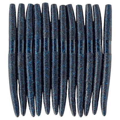 Senko Bait Soft Plastic Lures 5" Senkos 24 Pcs/100pcs for Wacky Rig Freshwater Fishing Green Pumpkin senko with Black Flake Pink Watermelon Double Color - style: Black Blue Flake