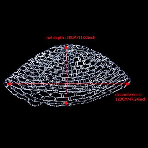 Fly Fishing Landing Net, Outdoor Collapsible Fishing Landing Net Soft Clear Rubber Net Replacement Mesh Bag Fishing Net Replacement Accessory for Fishing Catch and Release(Large 120CM)